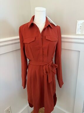 ✨ Bebe Rust Shirt Dress | Tie Waist | Size M | Effortless Chic